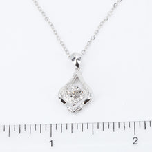 將圖片載入圖庫檢視器 18K Solid White Gold Round Link Chain Necklace with Diamond Pendant 18&quot; D0.035 CT
