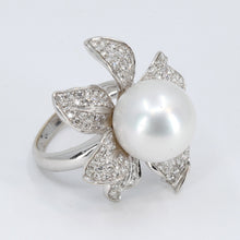 將圖片載入圖庫檢視器 18K White Gold Diamond South Sea White Pearl Ring D0.97CT
