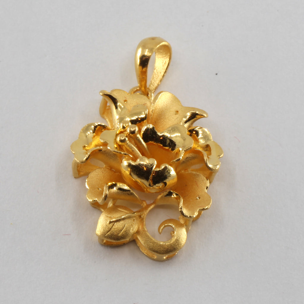 Solid Gold Flower Pendant