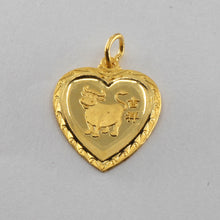 Load image into Gallery viewer, 24K Solid Yellow Gold Heart Zodiac Ox Cow Pendant 2.0 Grams
