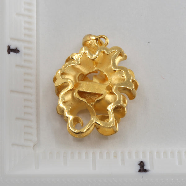 24K Solid Yellow Gold 3D Flower Pendant 8.1 Grams