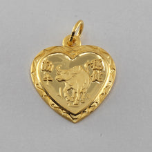 將圖片載入圖庫檢視器 24K Solid Yellow Gold Heart Zodiac Ox Cow Pendant 3.6 Grams
