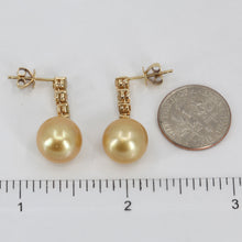 Load image into Gallery viewer, 18K Yellow Gold Diamond South Sea Golden Pearl Hanging Earrings D0.98 CT
