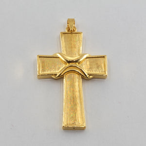 24K Solid Yellow Gold Cross Hollow Pendant 3.7 Grams