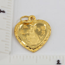將圖片載入圖庫檢視器 24K Solid Yellow Gold Heart Zodiac Rabbit Hollow Pendant 1.3 Grams
