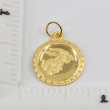 Load image into Gallery viewer, 24K Solid Yellow Gold Round Zodiac Rabbit Hollow Pendant 0.9 Grams
