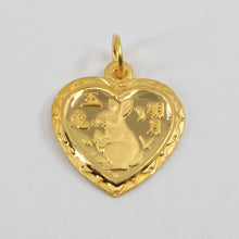 Load image into Gallery viewer, 24K Solid Yellow Gold Heart Zodiac Rabbit Pendant 3.7 Grams
