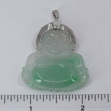 Load image into Gallery viewer, 14K Solid White Gold Buddha Jade Pendant 11.8 Grams

