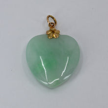將圖片載入圖庫檢視器 14K Solid Yellow Gold Green Jade Heart Pendant 6.0 Grams
