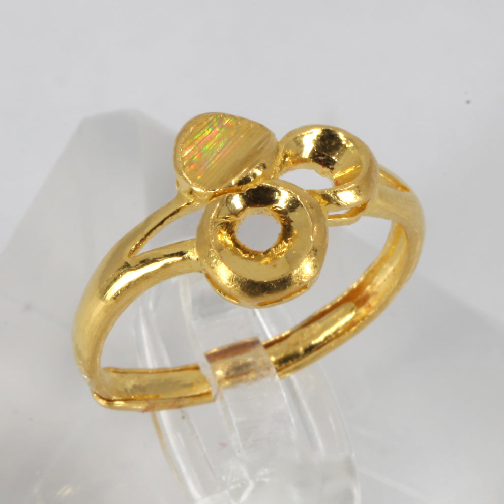 24K Solid Yellow Gold Women Design Adjustable Ring Band 3.8 Grams