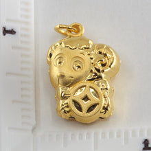 Load image into Gallery viewer, 24K Solid Yellow Gold Puffy Zodiac Sheep Goat Hollow Pendant 3.2 Grams
