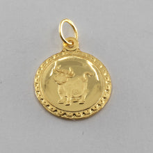Load image into Gallery viewer, 24K Solid Yellow Gold Round Zodiac Ox Cow Pendant 0.9 Grams
