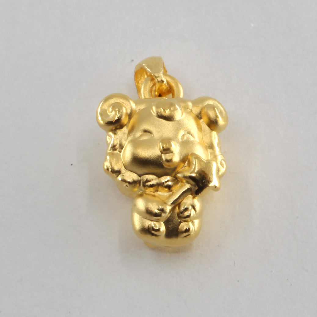 24K Solid Yellow Gold Puffy Zodiac Sheep Goat Hollow Pendant 2.0 Grams