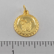 Load image into Gallery viewer, 24K Solid Yellow Gold Round Zodiac Ox Cow Pendant 0.9 Grams
