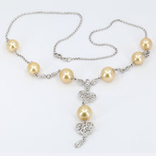將圖片載入圖庫檢視器 18K White Gold Diamond South Sea Gold Pearl Necklace D0.45CT
