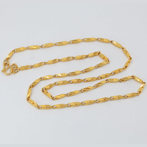 24K Solid Yellow Gold Barrel Link Chain 13.7 Grams
