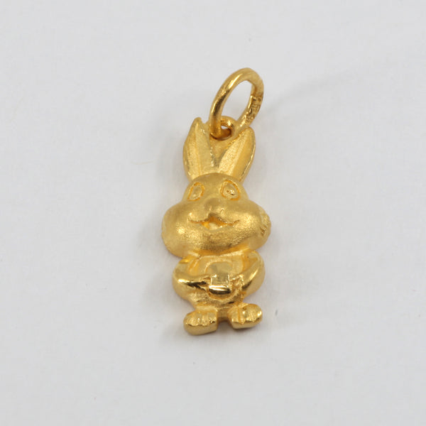 24K Solid Yellow Gold Zodiac Rabbit Pendant 2.3 Grams