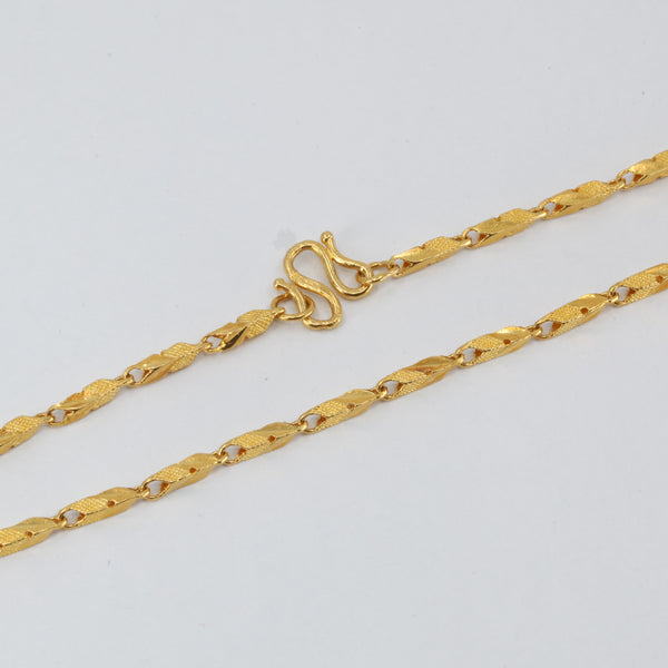 24K Solid Yellow Gold Barrel Link Chain 13.7 Grams