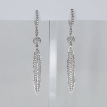Load image into Gallery viewer, 18K Solid White Gold Diamond Hanging Hoop Earrings D1.95 CT
