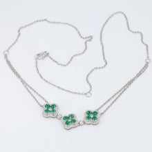 將圖片載入圖庫檢視器 18K White Gold Diamond Emerald Necklace E1.39CT
