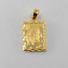 Load image into Gallery viewer, 24K Solid Yellow Gold Rectangular Zodiac Ox Cow Pendant 3.2 Grams
