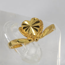 將圖片載入圖庫檢視器 24K Solid Yellow Gold Women Heart Ring Band 4.1 Grams
