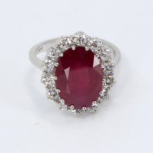 Load image into Gallery viewer, 14K White Gold Diamond Women Ruby Ring R8.00CT D1.05CT
