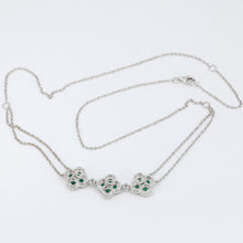 將圖片載入圖庫檢視器 18K White Gold Diamond Emerald Necklace E1.39CT
