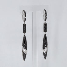 Load image into Gallery viewer, 18K Solid White Gold Fancy Color Black Diamond Hanging Hoop Earrings D2.28 CT
