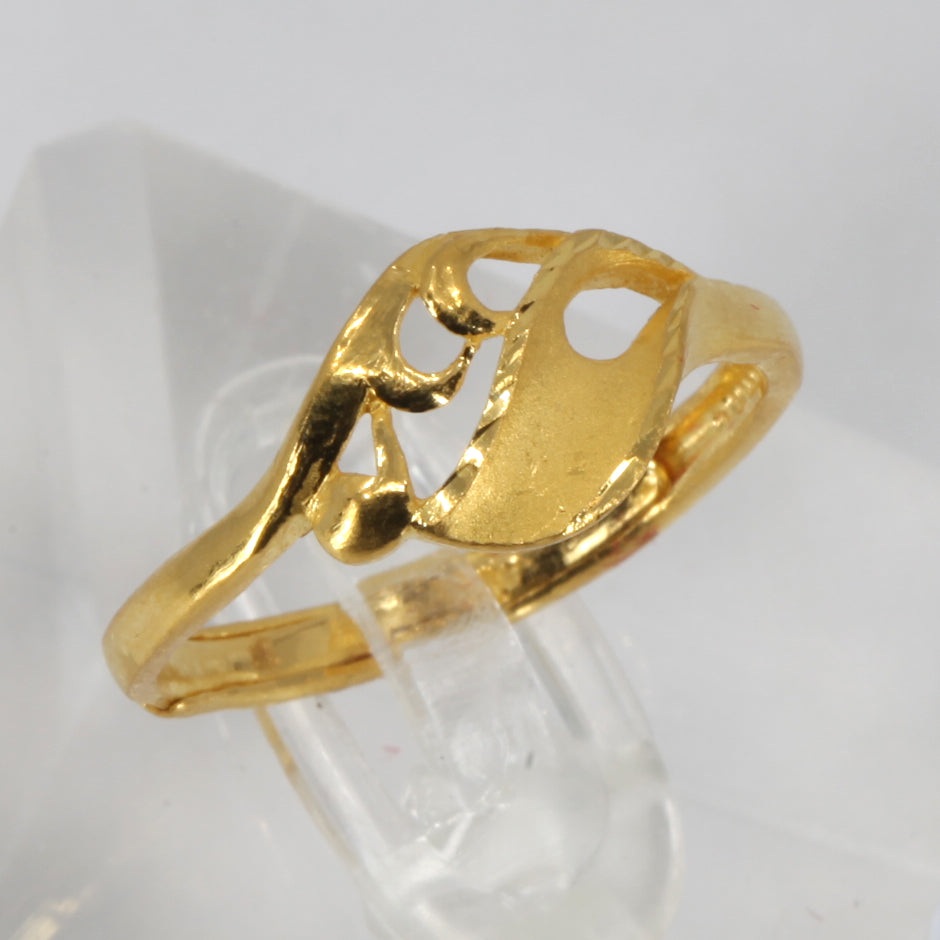 24K Solid Yellow Gold Women Design Adjustable Ring Band 3.1 Grams