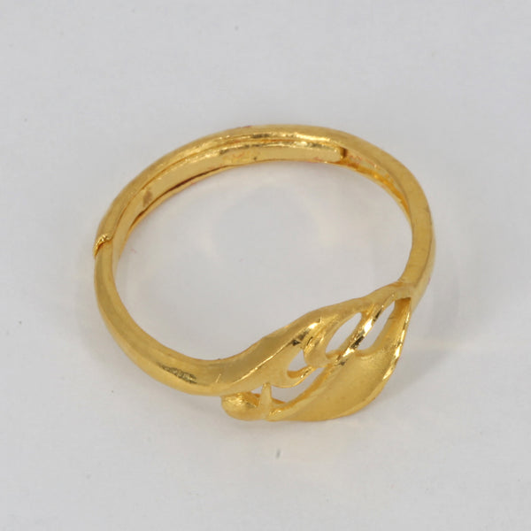 24K Solid Yellow Gold Women Design Adjustable Ring Band 3.1 Grams