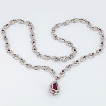 Load image into Gallery viewer, 14K White Gold Diamond Ruby Necklace R7.86CT
