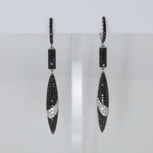 Load image into Gallery viewer, 18K Solid White Gold Fancy Color Black Diamond Hanging Hoop Earrings D2.28 CT
