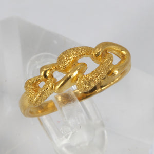 24K Solid Yellow Gold Women Heart Ring Band 3.7 Grams
