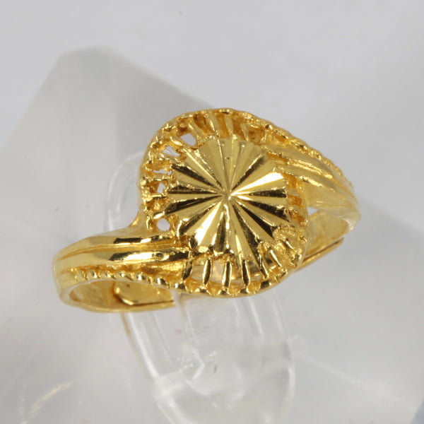 24K Solid Yellow Gold Women Design Adjustable Ring Band 3.6 Grams