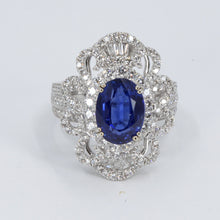 Load image into Gallery viewer, 18K White Gold Women Diamond Sapphire Ring S4.85CT
