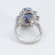 將圖片載入圖庫檢視器 18K White Gold Women Diamond Sapphire Ring S4.85CT
