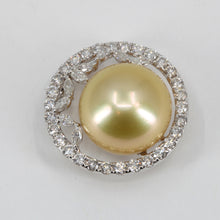 Load image into Gallery viewer, 18K White Gold Diamond South Sea Gold Pearl Pendant D1.89 CT
