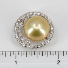 將圖片載入圖庫檢視器 18K White Gold Diamond South Sea Gold Pearl Pendant D1.89 CT
