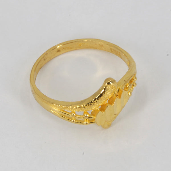 24K Solid Yellow Gold Women Design Ring Band 3.1 Grams