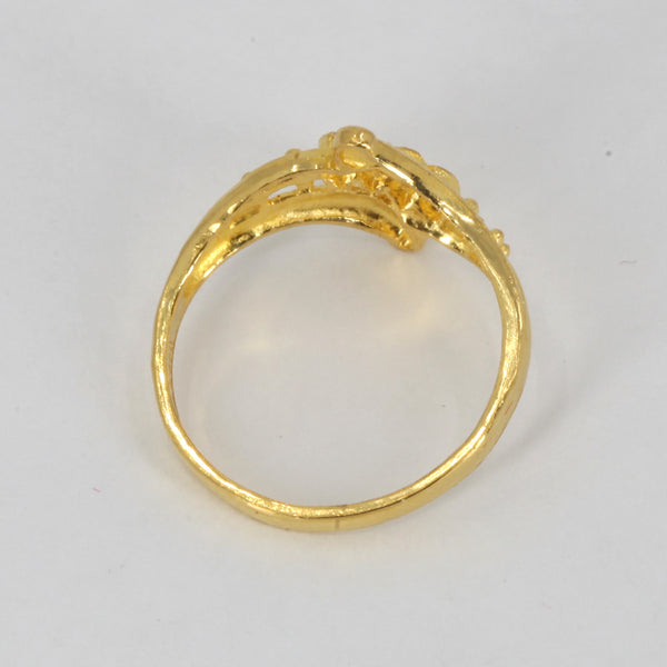 24K Solid Yellow Gold Women Design Ring Band 3.1 Grams