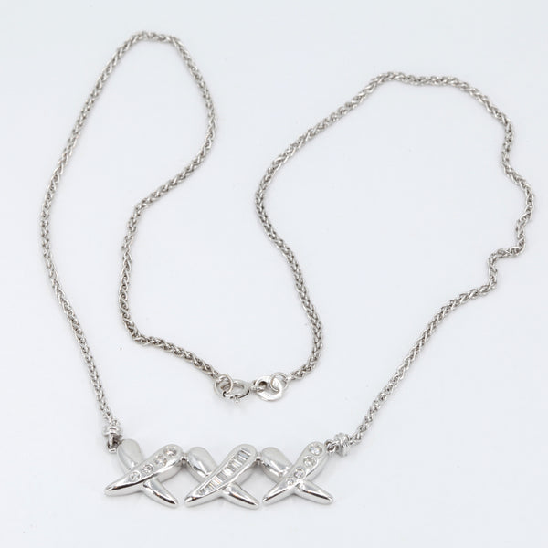18K White Gold Women Diamond Necklace D0.55CT