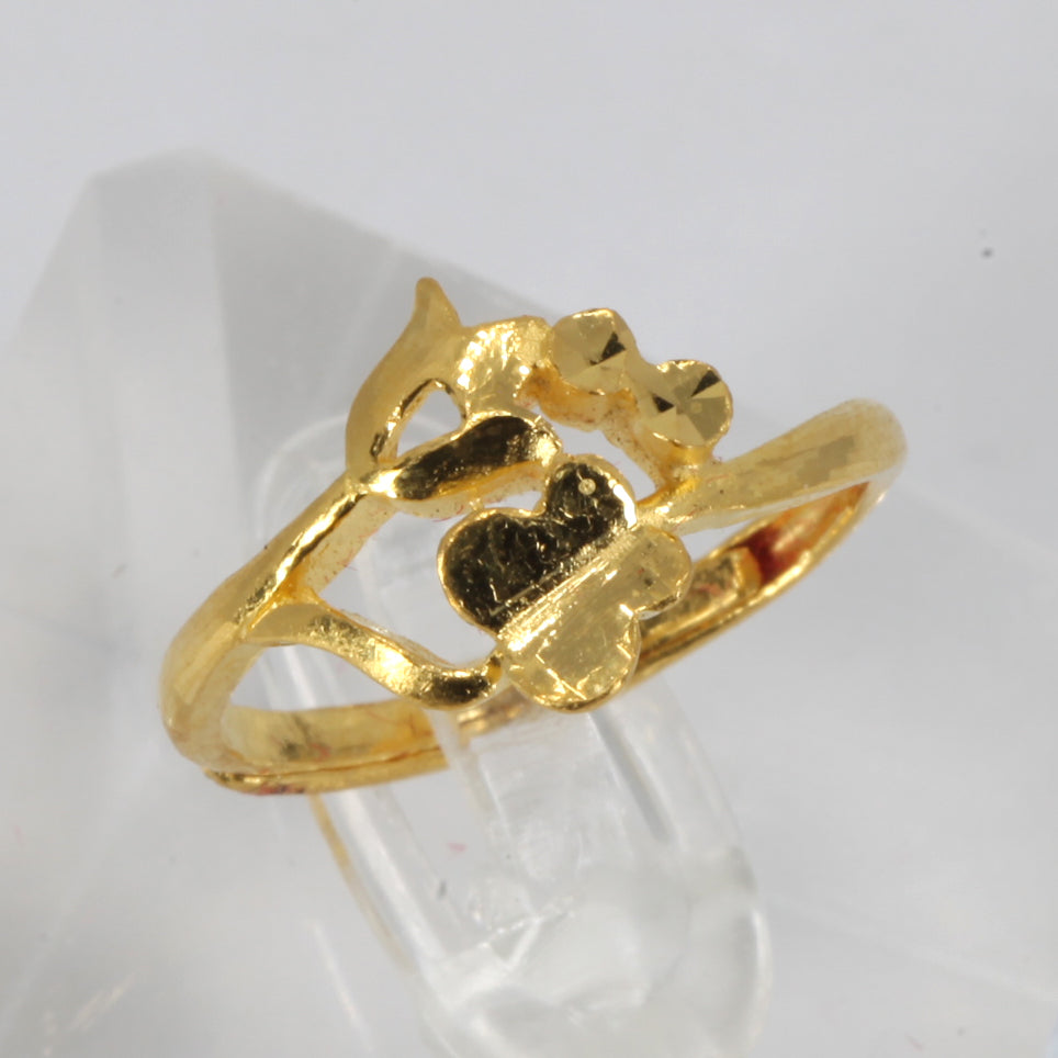 24K Solid Yellow Gold Women Design Ring Band 3.7 Grams