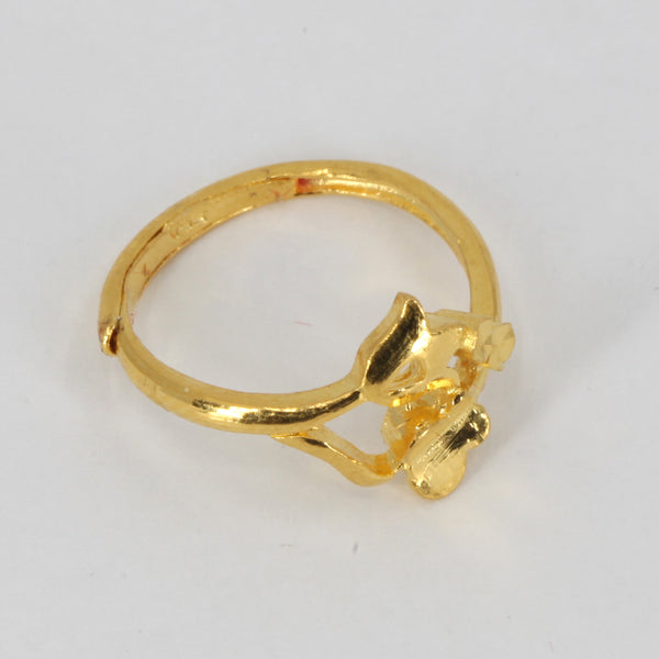 24K Solid Yellow Gold Women Design Ring Band 3.7 Grams