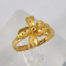 Load image into Gallery viewer, 24K Solid Yellow Gold Women Flower Adjustable Ring Band 4.1 Grams
