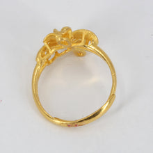 將圖片載入圖庫檢視器 24K Solid Yellow Gold Women Flower Adjustable Ring Band 4.1 Grams
