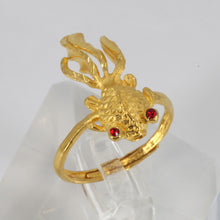 Load image into Gallery viewer, 24K Solid Yellow Gold Women Gold Fish Adjustable Ring Band 5.6 Grams
