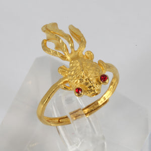 24K Solid Yellow Gold Women Gold Fish Adjustable Ring Band 5.6 Grams
