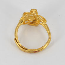 將圖片載入圖庫檢視器 24K Solid Yellow Gold Women Swan Adjustable Ring Band 4.6 Grams
