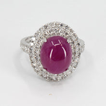 Load image into Gallery viewer, 18K White Gold Women Diamond Cabochon Ruby Ring R8.83CT D0.98CT
